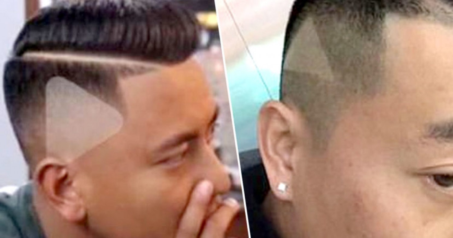 A borbély háromszöget borotvált a hajába, miután a férfi egy szüneteltetett videón mutatta meg, hogy mit szeretne
